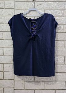 Cap-Sleeve Blouse in Royal Blue