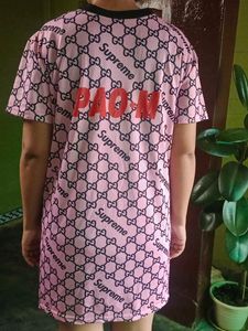 Pink Graphic Print T Shirt Dress