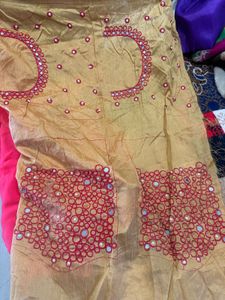 Elegant Red Pinkish Embroidered Saree