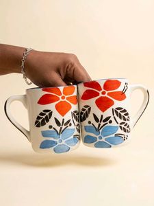 Floral &amp; football Ceramic Mugs (Set of 2 or3 or1)