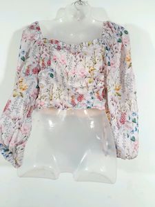 Pink Floral Printed Western Top (Women's)