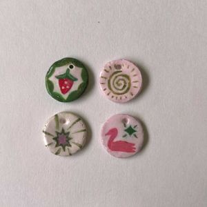 4× Coquette Clay Pendants