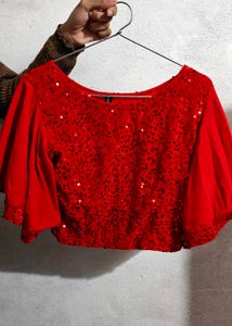 Red Sequin Party Blouse