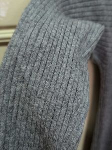 Grey Ribbed Button-Up Cardigan Dress