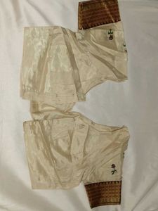 Elegant Embroidered Cream Saree with blouse