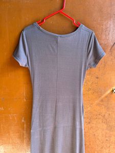 Ruched Grey Midi Dress