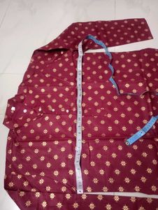 Maroon cotton blend printed Kurta