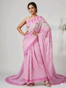 Beautiful Pink Polka Dot Saree