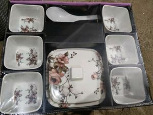 Floral Serving Bowl Set with Spoon