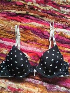 Cute Black Heart Print Bra