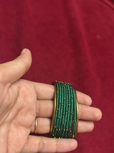 Green Beaded Bangles Set