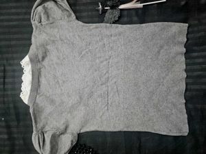 whimsical vintage Lace Trim V-Neck Top
