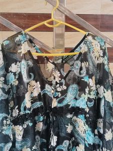 Sheer Floral Kaftan Style Top