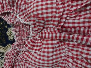 Red Gingham Puff Sleeve Top