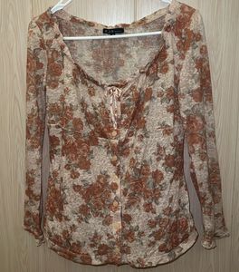 Vintage Floral Print Blouse