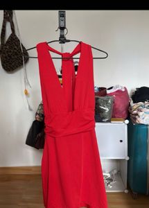 Red Halter Neck Mini Dress