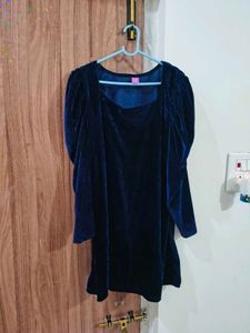 Navy Blue Velvet Dress