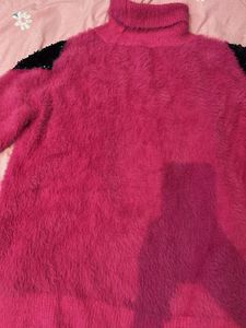 Pink Embellished Turtleneck Sweater