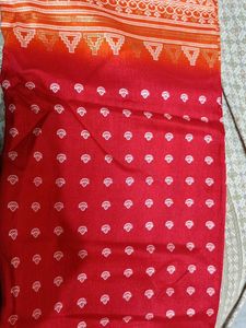 Beautiful Orange &amp; Red and golden Saree