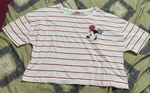 Cute Mickey Mouse Striped T-Shirt