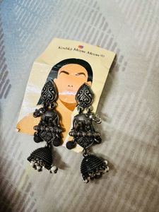 Oxidised Elephant Jhumka Earrings