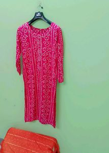Vibrant Pink Bandhani Print Kurta
