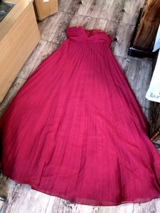 Accordian Pleats Red Sequin Gown