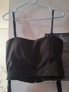 Chic Black Corset Style Crop Top