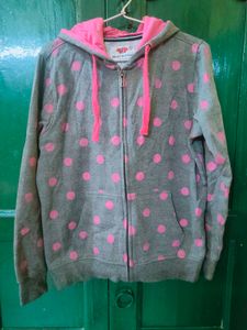 Polka Dot Zip-Up Hoodie