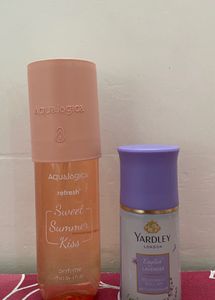 Aqualogica body mist and Yardley  roll on