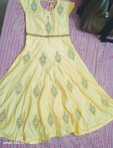 Haldi Special Yellow Silk Anarkali Gown