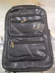 Classic Black Faux Leather Backpack