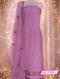 Beautiful Lilac Kurta Set material with Dupatta