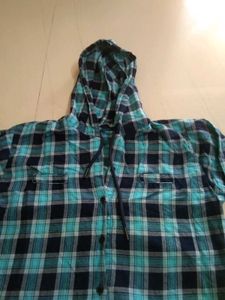 Blue Plaid Hoodie Shirt