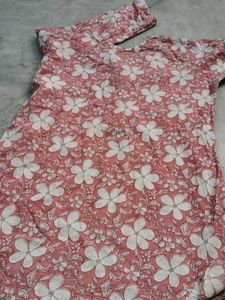 Pink Floral Pure cotton kurti