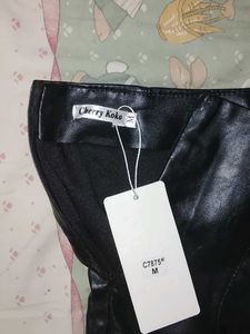 Chic Faux Leather Ruffle Skirt