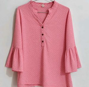 Pink Flared Sleeve Kurta