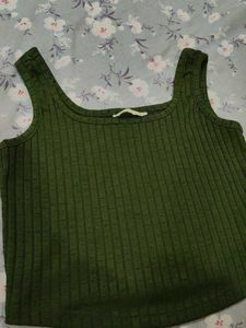 Green Ribbed Tank Top