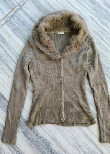 Faux Fur Trim Cardigan