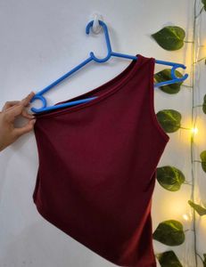 Maroon one shoulder Tunic Top