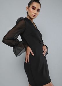 SASSAFRAS Chic Black Blazer Dress