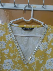 Yellow Floral Print Kurta