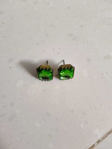 Sparkling Green Emerald Cut Earrings