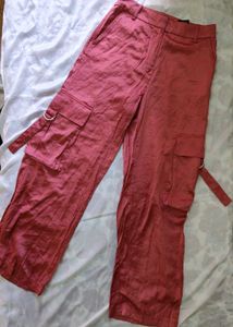 Pink Cargo Pants with Belt Detail