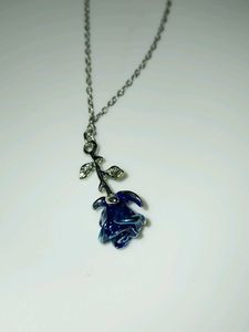 Blue Rose Pendant Necklace