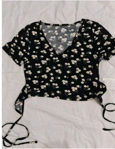 Chic Floral Print Wrap Top