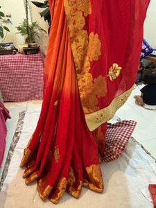 Elegant Red &amp; Gold Embroidered Saree