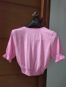 Sparkling Pink V-Neck Crop Top 💗