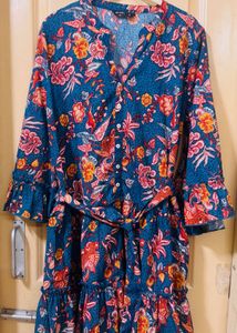 Boho Floral Print Dress with Bell Sleeves