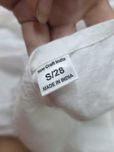 White Kurta with Blue Embroidery